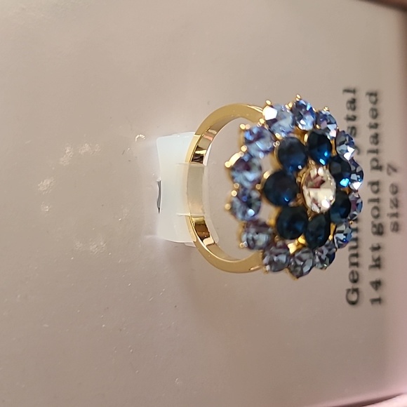 SPARKLE ALLURE WOMENS  "GENUINE CRYSTAL" 14KT GOLD PLATED FASHION RING SIZE 7 - Picture 2 of 10